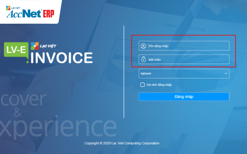 Đăng nhập vào hệ thống quản lý hóa đơn