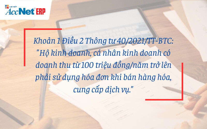 quy định về hóa đơn của hộ kinh doanh