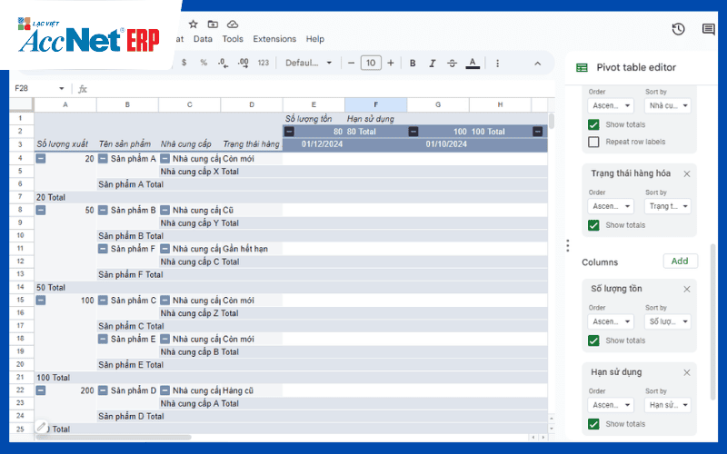 cách quản lý kho hiệu quả bằng excel