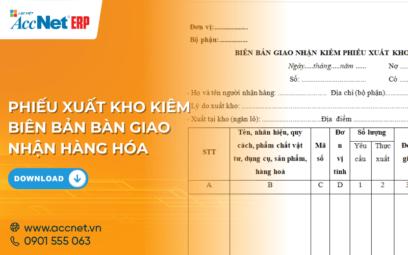 phiếu xuất kho kiêm biên bản bàn giao