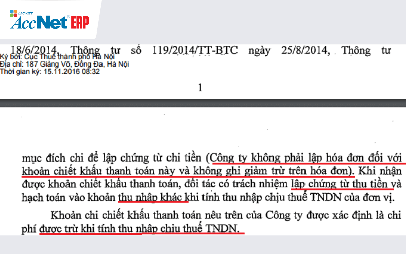 Quy định pháp lý chiết khấu thanh toán mua hàng