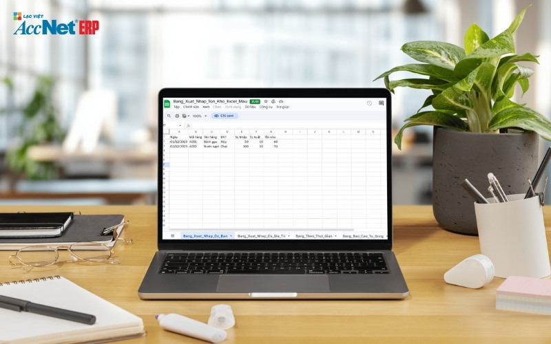 Bảng theo dõi xuất nhập tồn kho trên Excel