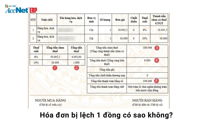 hóa đơn bị lệch 1 đồng có sao không