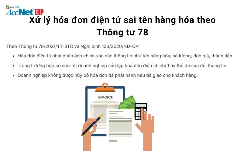 Hóa đơn sửa đổi tên hàng hóa